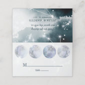 Galaxy Maan Blauw Goud Sterren Bruiloft Plaatskaartje (Buitenkant ongevouwen)