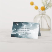 Galaxy Maan Blauw Goud Sterren Bruiloft Plaatskaartje (Achterkant)