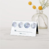 Galaxy Maan Blauw Goud Sterren Bruiloft Plaatskaartje (Voorkant)