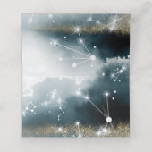 Galaxy Maan Blauw Goud Sterren Bruiloft Plaatskaartje (Binnenkant ongevouwen)