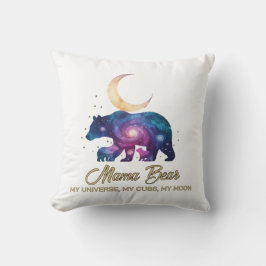 Galaxy Mama Bear & Cubs Moon Silhouette Kussen