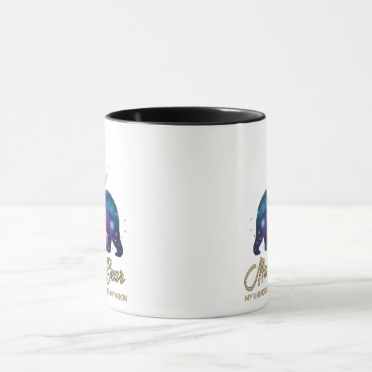 Galaxy Mama Bear & Cubs Moon Silhouette Mok (Midden)