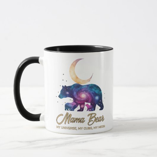 Galaxy Mama Bear & Cubs Moon Silhouette Mok (Links)