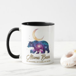 Galaxy Mama Bear & Cubs Moon Silhouette Mok