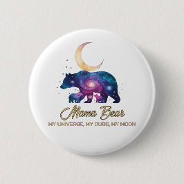 Galaxy Mama Beer & Welpen Maan Silhouet Ronde Button 5,7 Cm