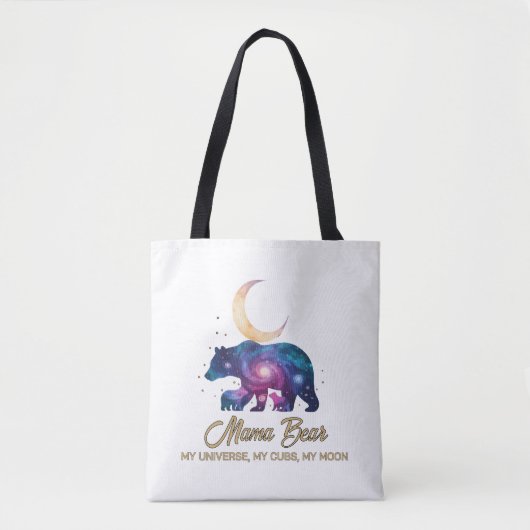 Galaxy Mama Beer & Welpen Maan Silhouet Tote Bag (Voorkant)