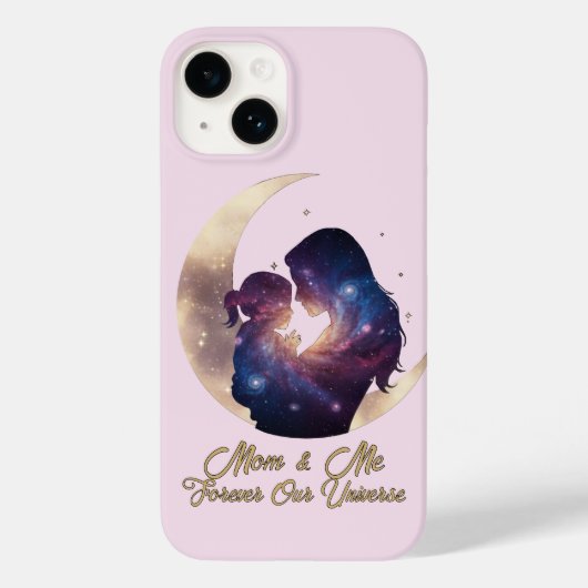 Galaxy Mama & Child Silhouette Moon Art Case-Mate iPhone Case (Achterkant)