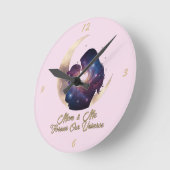 Galaxy Mama & Child Silhouette Moon Art Ronde Klok (Hoek)