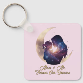 Galaxy Mama & Child Silhouette Moon Art Sleutelhanger
