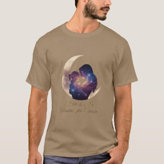 Galaxy Mama & Child Silhouette Moon Art T-shirt