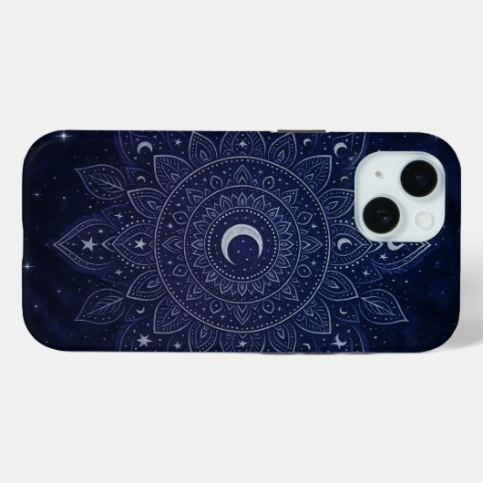 Galaxy Mandala Phone Case | Celestial Moon & Stars (Achterkant (horizontaal))