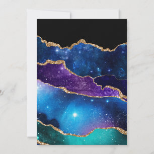 Galaxy Marmer Agaat Blauw Paars Goud Glans Chic Bedankkaart