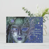 Galaxy Masquerade verjaardagsuitnodiging Kaart (Staand voorkant)