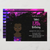 Galaxy Meisje Verjaardag Uitnodiging | Magic Shade (Voorkant / Achterkant)