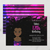 Galaxy Meisje Verjaardag Uitnodiging | Magic Shade (Voorkant / Achterkant)