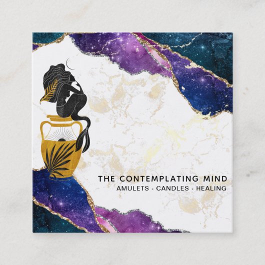 *~* Galaxy Mermaid Moon Mystic Agate Visitekaartje (Voorkant)