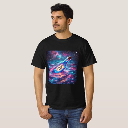 Galaxy Message Fles Mannen t-shirt (Voorkant volledig)