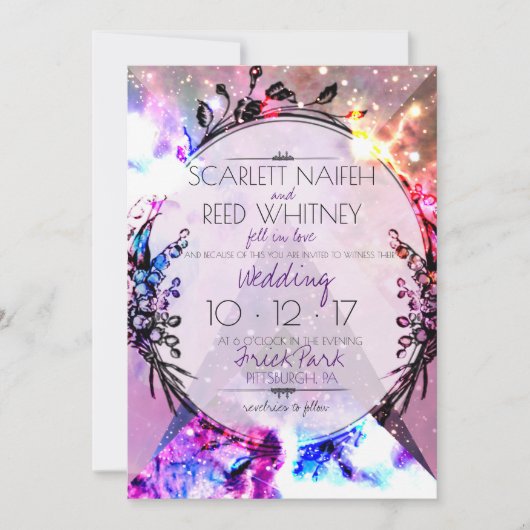 Galaxy Modern Space Hip Huwelijksuitnodiging Kaart (Voorkant)
