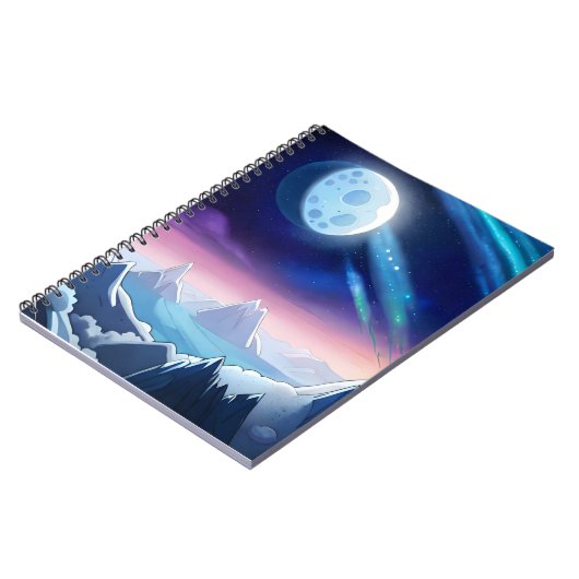 Galaxy Moon Aurora Notitieboek (Linkerzijde)