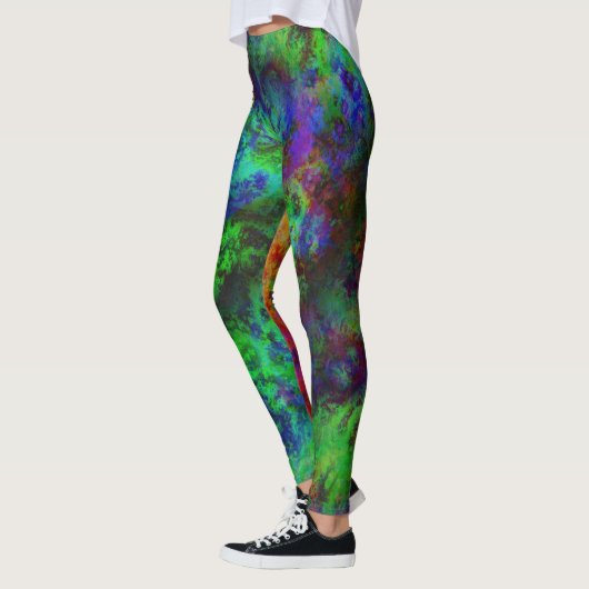 Galaxy Multi-color Abstracte Green Nebula Leggings (Links)