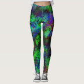 Galaxy Multi-color Abstracte Green Nebula Leggings (Voorkant)