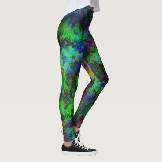 Galaxy Multi-color Abstracte Green Nebula Leggings (Rechts)