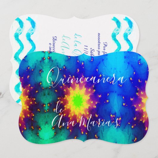 Galaxy Naam Sunburst Supernova Tie-dye Uitnodiging (Voorkant / Achterkant)