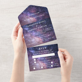 Galaxy Nachtelijke Hemel Bruiloft Nevel Alles In E All In One Uitnodiging