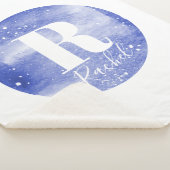 Galaxy & Name Girls Cute Blue Monogram Waterverf Sherpa Deken (3/4)