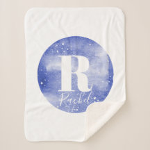 Galaxy & Name Girls Cute Blue Monogram Waterverf