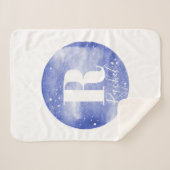 Galaxy & Name Girls Cute Blue Monogram Waterverf Sherpa Deken (Voorkant (horizontaal))