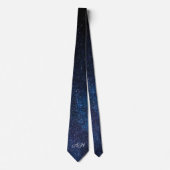 Galaxy Navy Blauw Initiaal Groomsmen Monogrammed Stropdas (Voorkant)