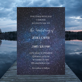 Galaxy Navy Blue Sky Sterrennacht Bruiloft Kaart