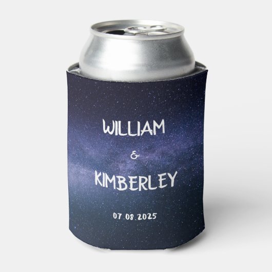 Galaxy Navy Blue Stars Cosmos Wedding Blikjeskoeler (Blikje Voorkant)