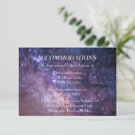 Galaxy Nebula Celestial Trouwaccommodaties Informatiekaartje (Staand voorkant)