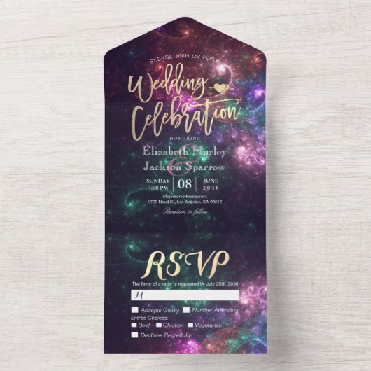 Galaxy Nebula Constellations Goraalwassing RSVP All In One Uitnodiging (Binnen)