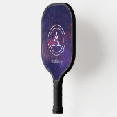 Galaxy Nebula Cool Navy Blue Monogram aangepast Pickleball Paddle (Links)