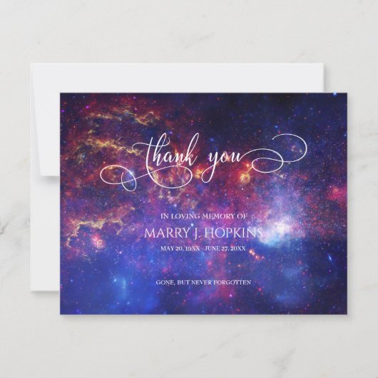 Galaxy Nebula Funeral Bereavement Hartelijk dank Bedankkaart (Voorkant)