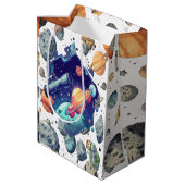 Galaxy Nebula Gift Bag – Kosmische Ruimte Thema Pr Medium Cadeauzakje (Achterkant Gekanteld)