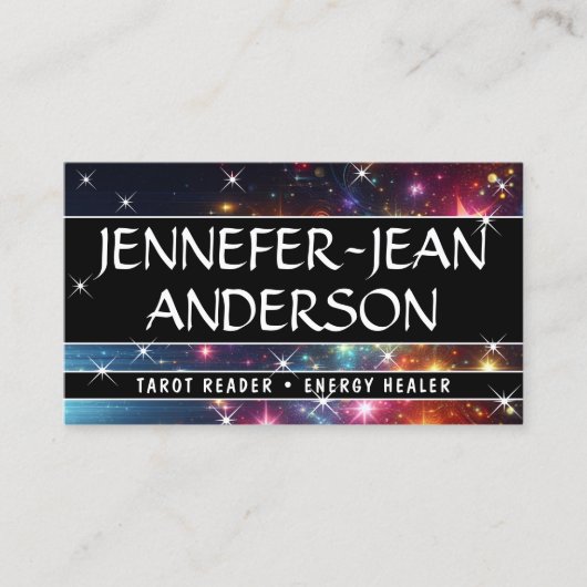 Galaxy Nebula Glitter Regen Sprankelende Sterren R Visitekaartje (Voorkant)