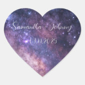 Galaxy Nebula Space Constellation Bruiloft Hart Sticker (Voorkant)