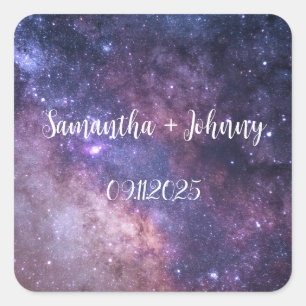 Galaxy Nebula Space Constellation Bruiloft Vierkante Sticker