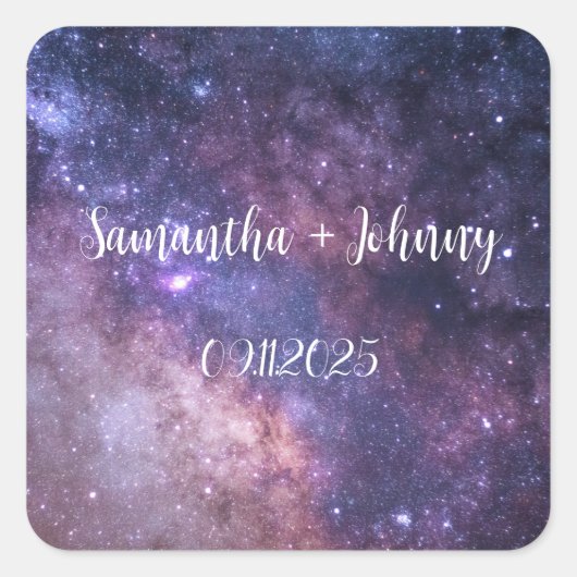 Galaxy Nebula Space Constellation Bruiloft Vierkante Sticker (Voorkant)