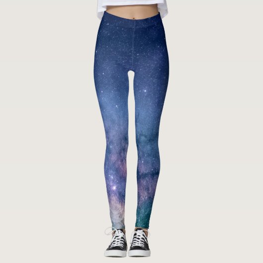 Galaxy Nebula Yoga Broek Ruimte Blauw Leggings (Voorkant)