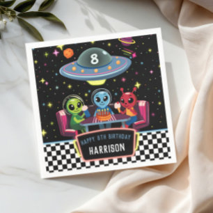 Galaxy Neon Ruimte Alien Jongens Verjaardag Servet