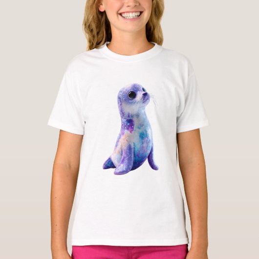 Galaxy Nevel Ruimte Zeehond Kinderen T-shirt (Voorkant)