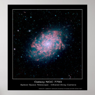 Galaxy NGC 7793 - Spitzer Space Telescope - Infrar Poster