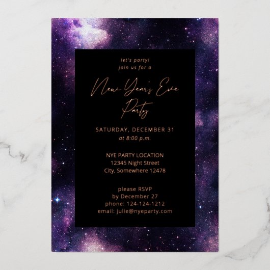 Galaxy nieuwjaarsfeest folie uitnodiging (Voorkant)
