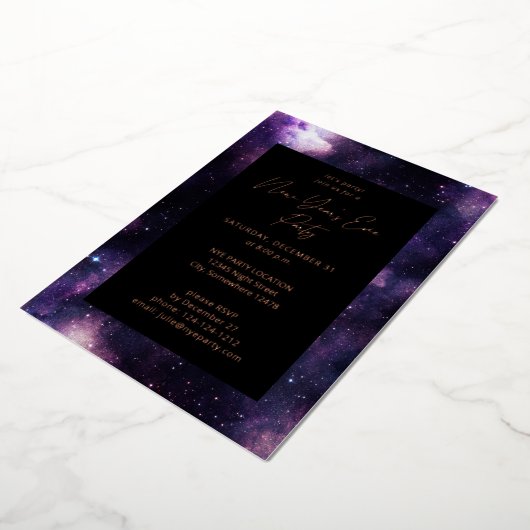 Galaxy nieuwjaarsfeest folie uitnodiging (Gedraaid)