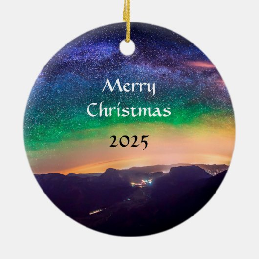 Galaxy Night Sky Psalm 19 Verse Sterren Keramisch Ornament (Achterkant)